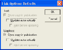 Диалоговое окно Link Options