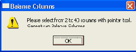 Диалоговое окно дополнения Balance columns